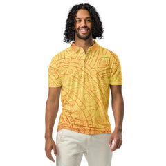 Men’s Slim Fit Polo Shirt Yellow Mandala, lioness-love