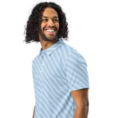 Men’s Slim Fit Polo Shirt Light Blue Stripe, lioness-love