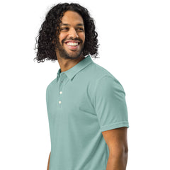 Men’s Slim Fit Polo Shirt in Sea Green, lioness-love