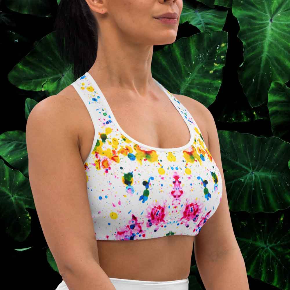 Holi theme sports bra - Colorful and vibrant activewear for women lioness-love