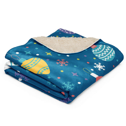 Blue Christmas Sherpa blanket lioness-love