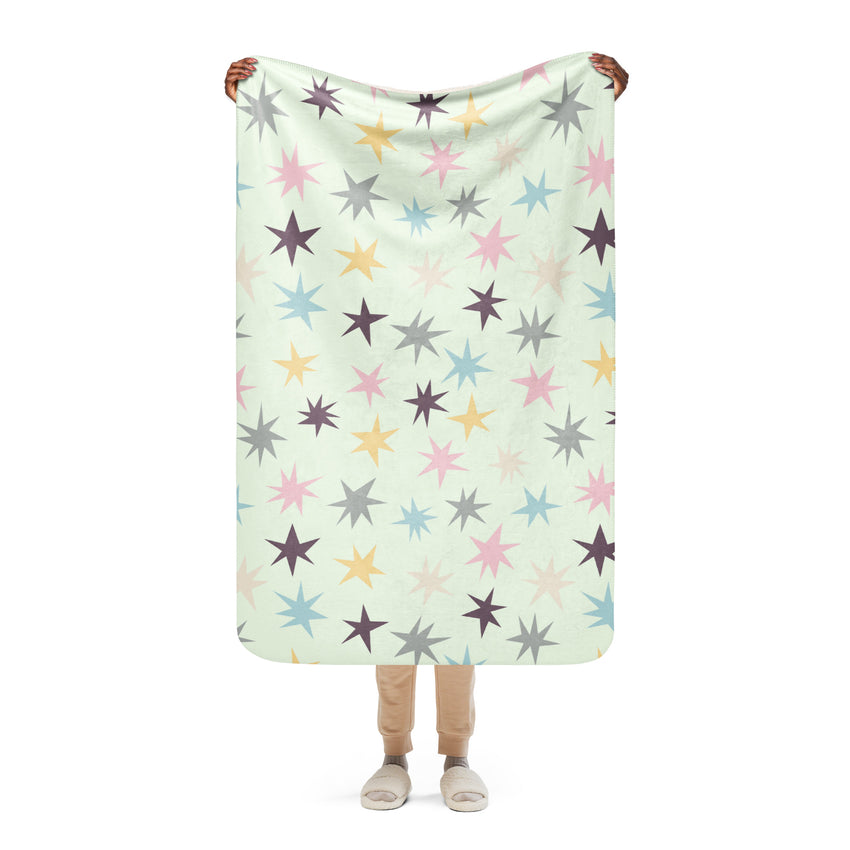 Colorful Stars Sherpa blanket lioness-love