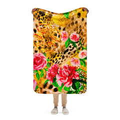 Rich Gold Animal Print Sherpa blanket lioness-love