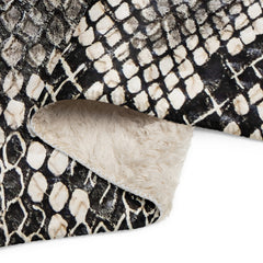 Black and White Snake Print Sherpa blanket lioness-love