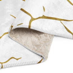 Cozy Gold and White Sherpa blanket