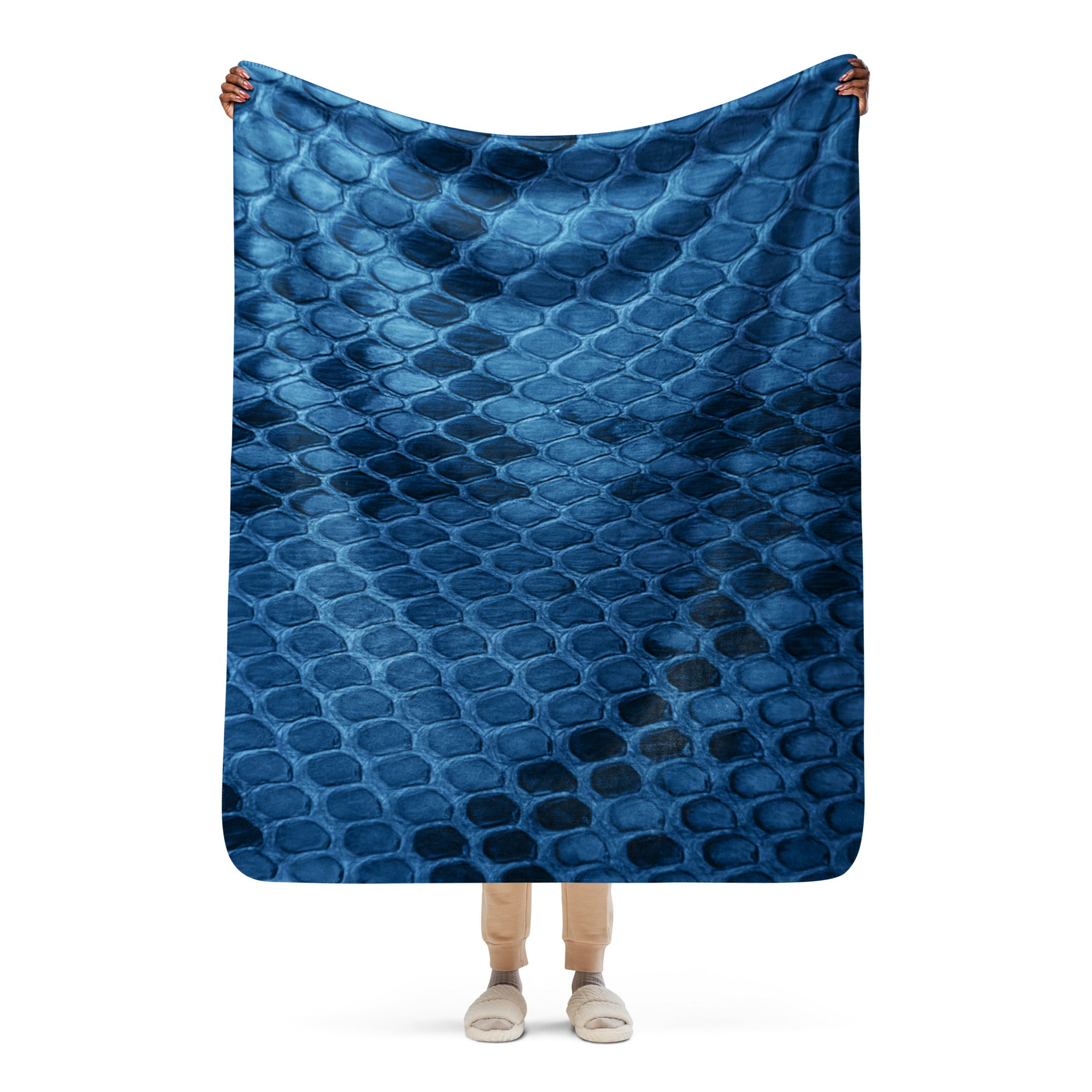 Blue Snake Skin Sherpa blanket