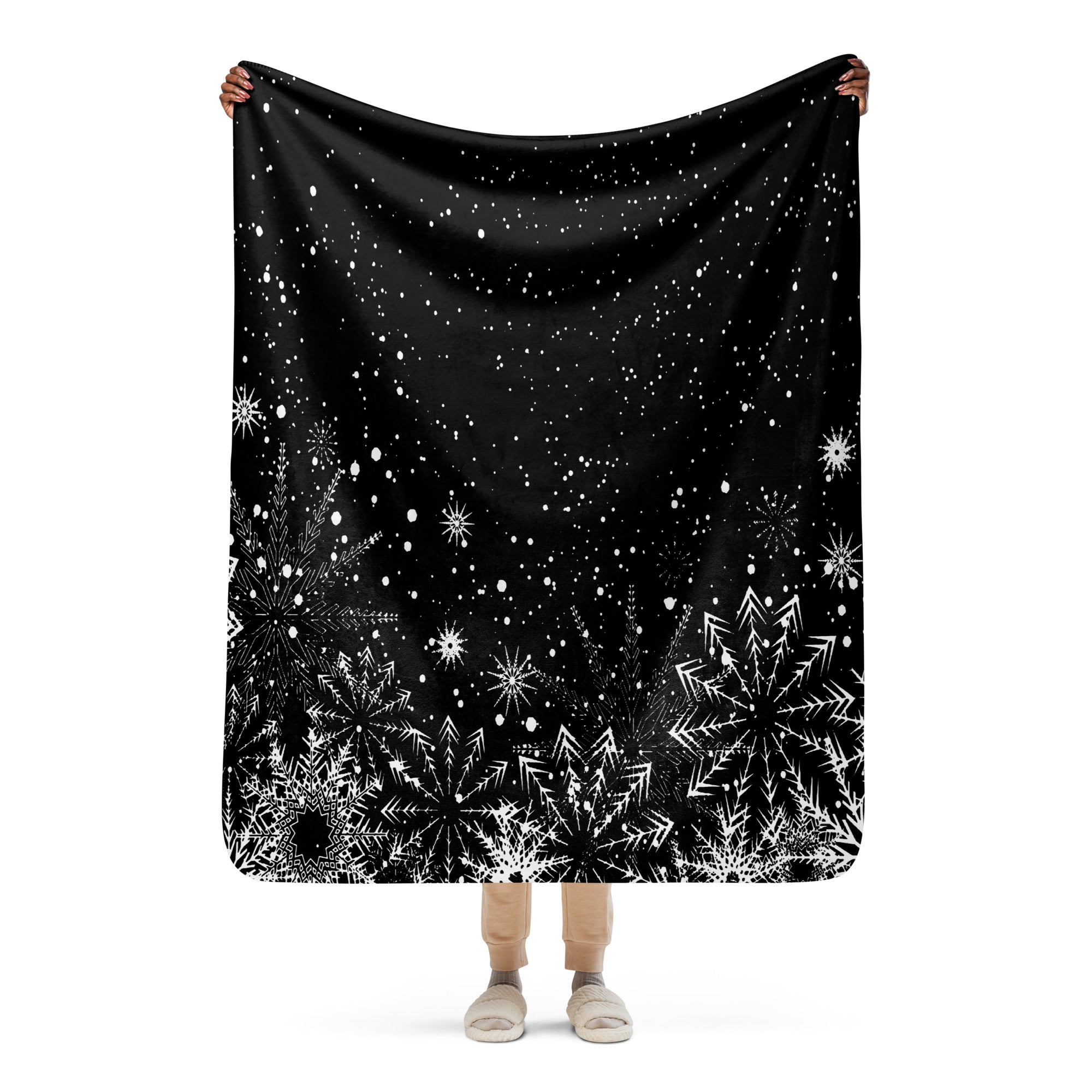 Black and White Snowflakes Sherpa blanket