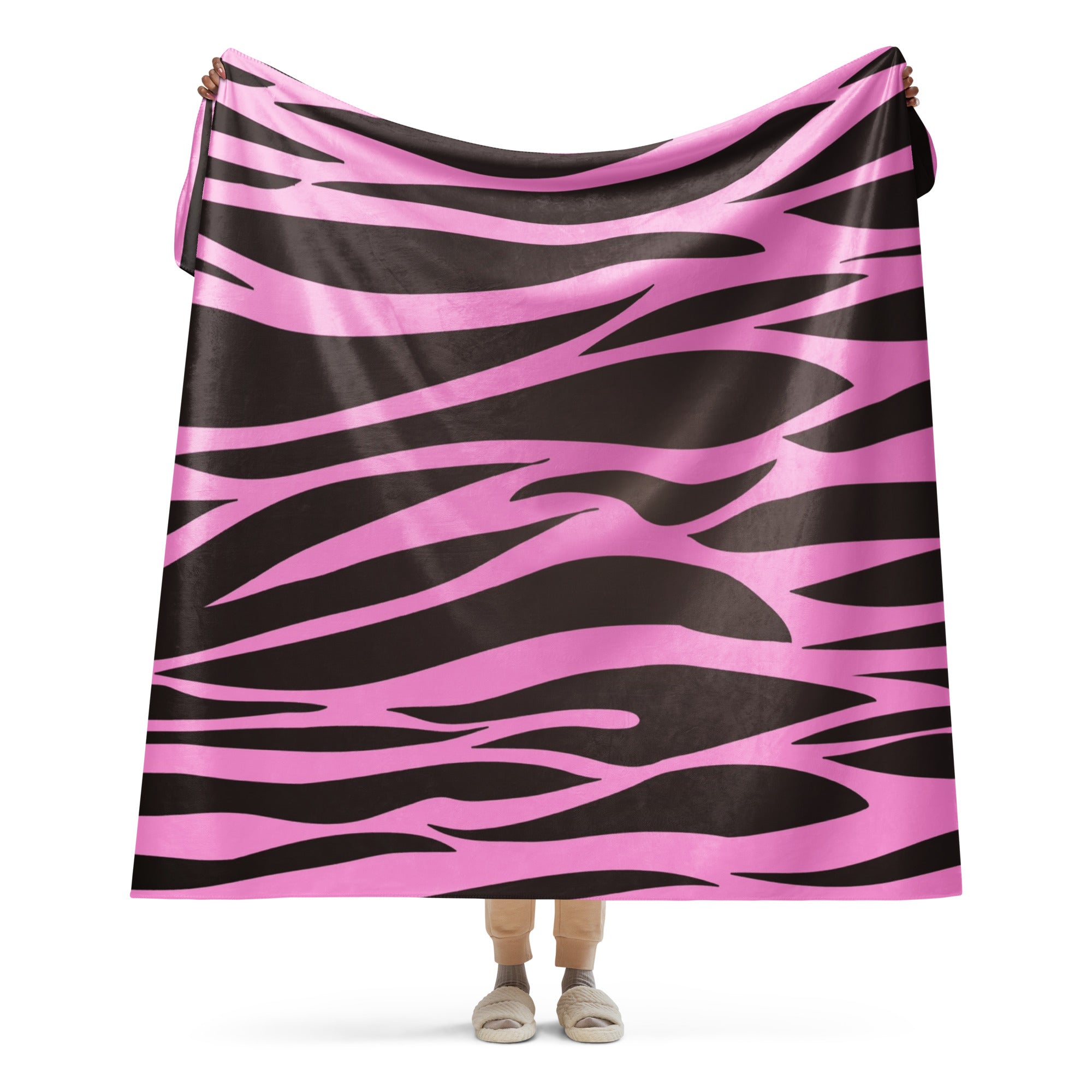 Zebra Pink and Black Sherpa blanket