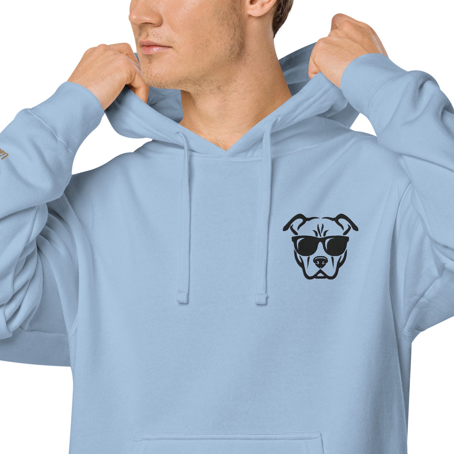 Embroidered Cool Dog Design Unisex Pigment-Dyed Hoodie