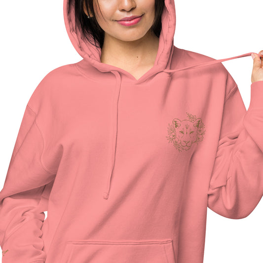 Lioness Embroidered Design Unisex Pigment-Dyed Hoodie
