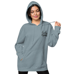 Lucky Mama Embroidered Design Unisex Pigment-Dyed Hoodie