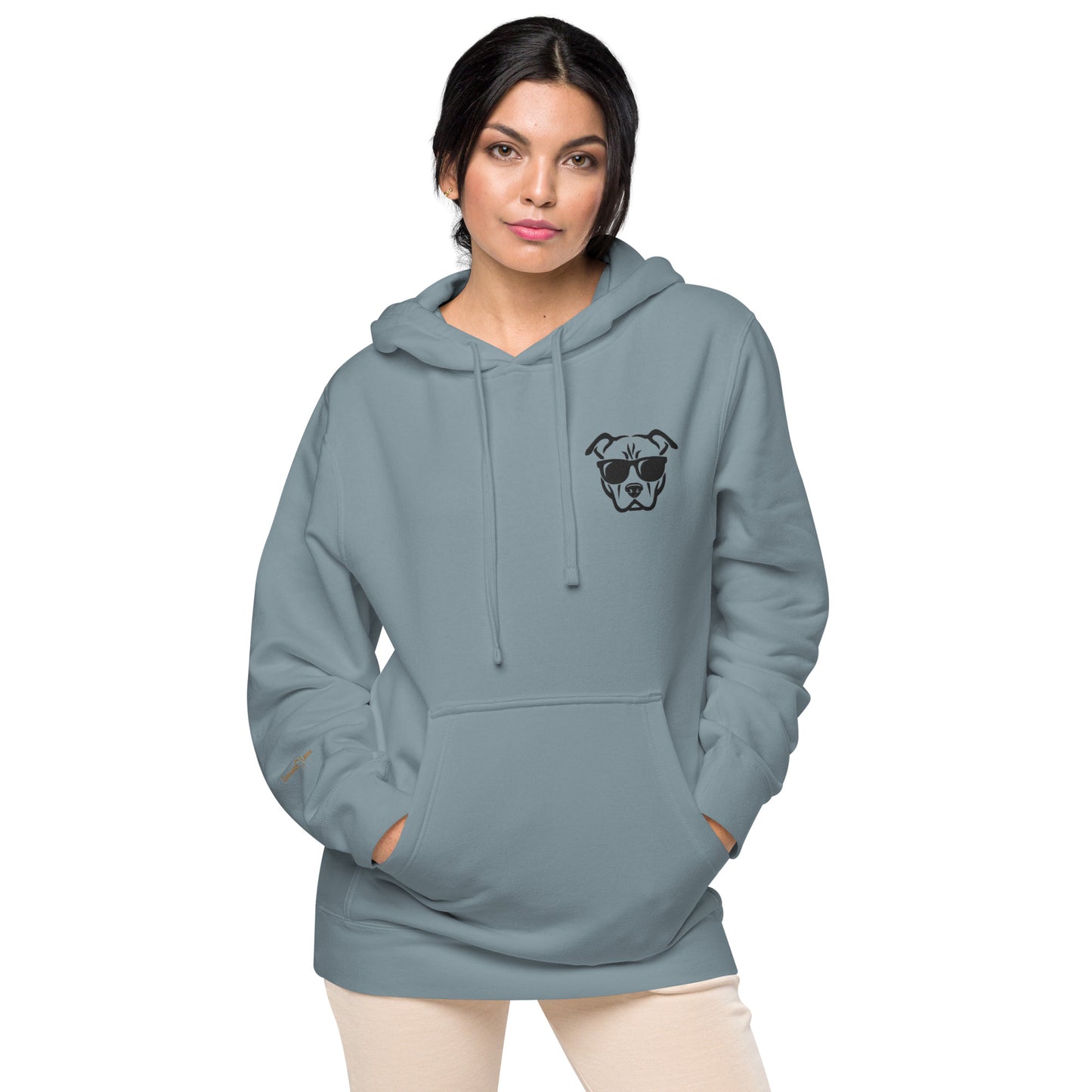 Embroidered Cool Dog Design Unisex Pigment-Dyed Hoodie