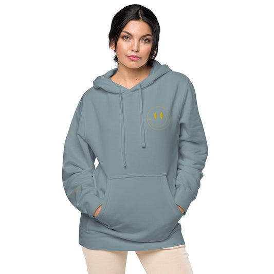 Smiley Face Design Unisex Pigment-Dyed Hoodie
