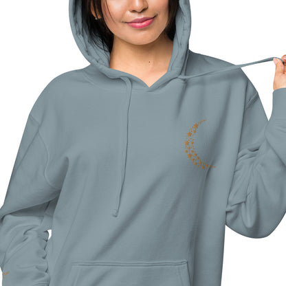 Crescent Moon Design Unisex Pigment-Dyed Hoodie, lioness-love