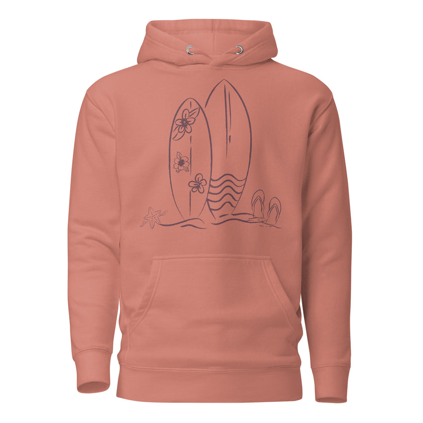 Surf board printed unisex comfort and style hoodies
