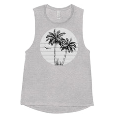 Palm tree muscle tank top for women's