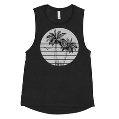 Palm tree muscle tank top for women's