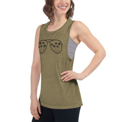 Specks palm graphic tank top for women