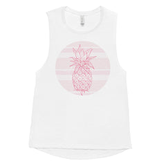 Pineapple print muscle tank top for women