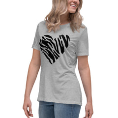 Animal Print Heart Women's Relaxed T-Shirt | Cute Heart Tee, lioness-love