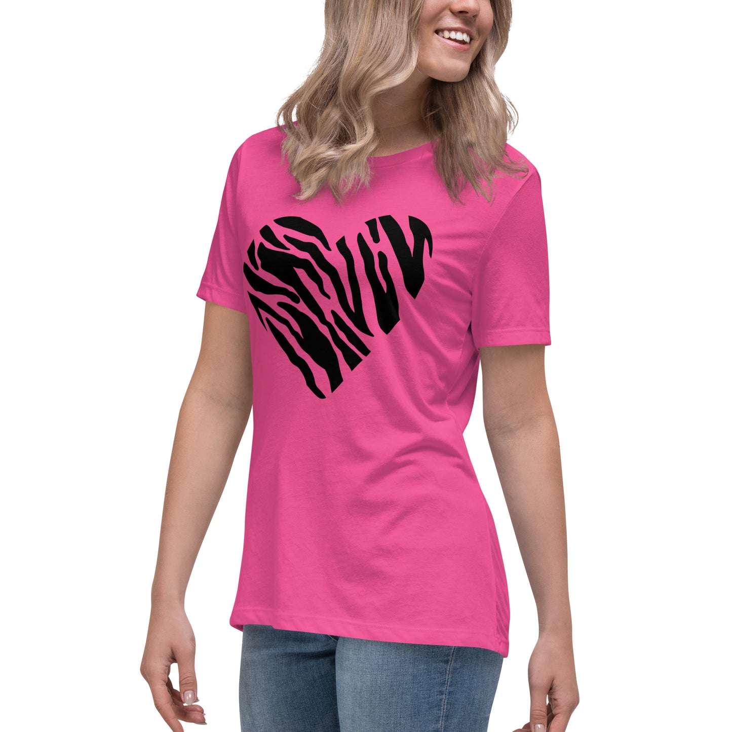 Animal Print Heart Women's Relaxed T-Shirt, lioness-love