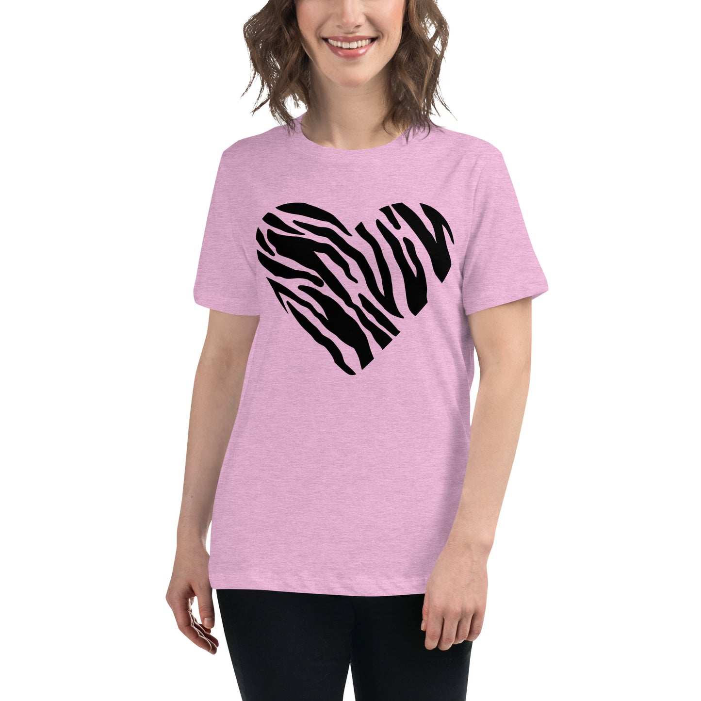 Animal Print Heart Women's Relaxed T-Shirt, lioness-love