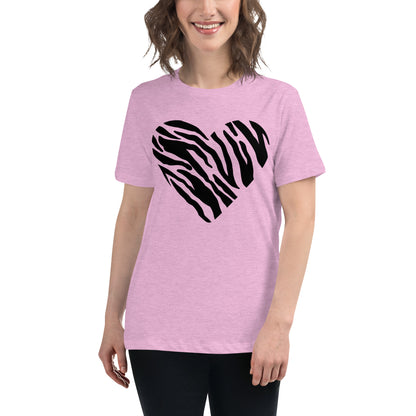 Animal Print Heart Women's Relaxed T-Shirt, lioness-love