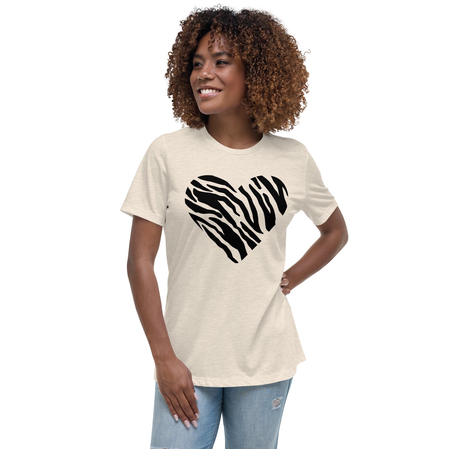 Animal Print Heart Women's Relaxed T-Shirt, lioness-love