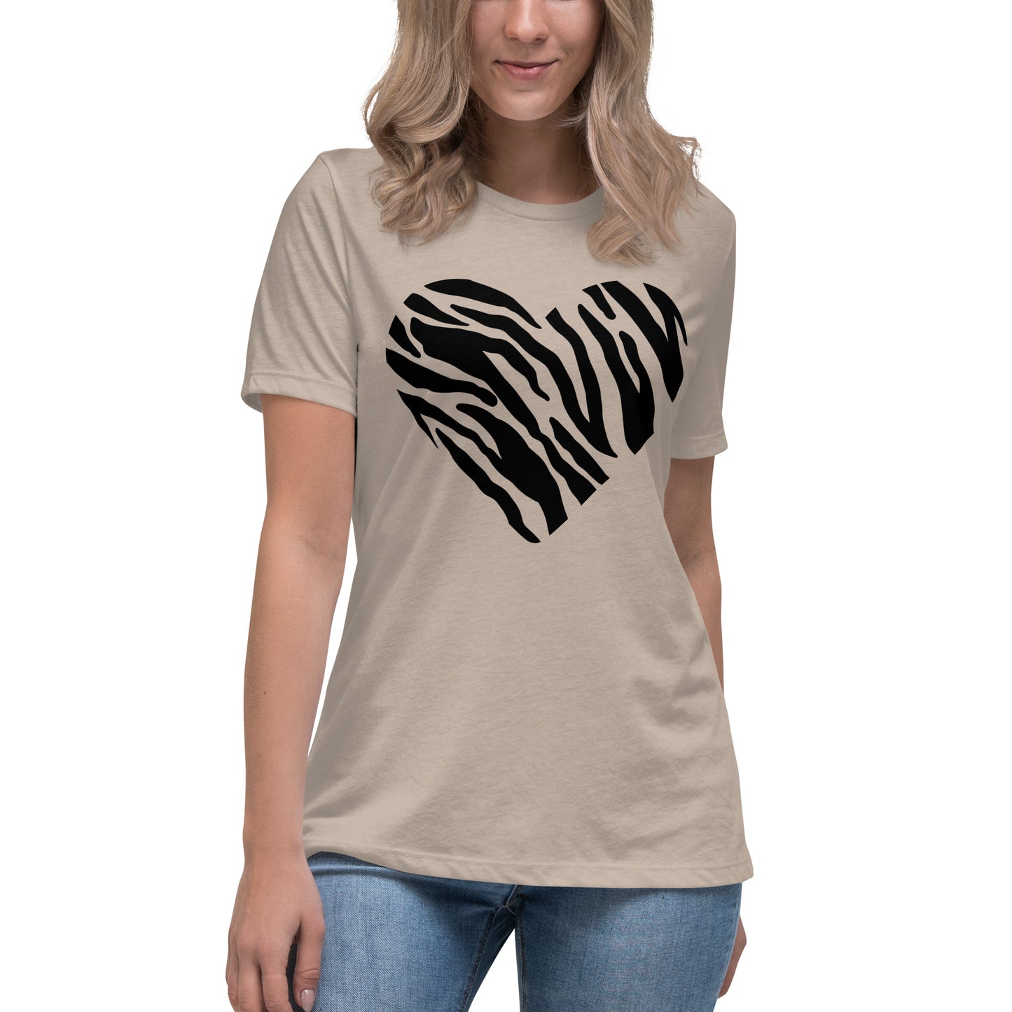 Animal Print Heart Women's Relaxed T-Shirt, lioness-love