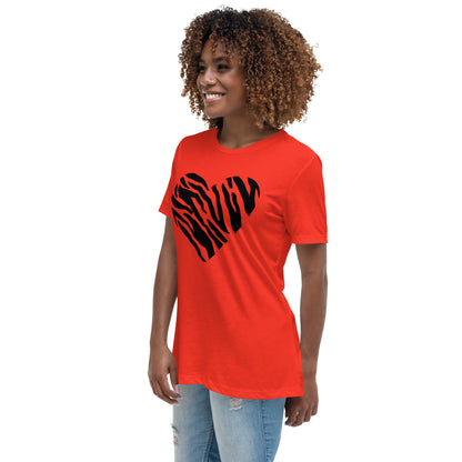 Animal Print Heart Women's Relaxed T-Shirt, lioness-love