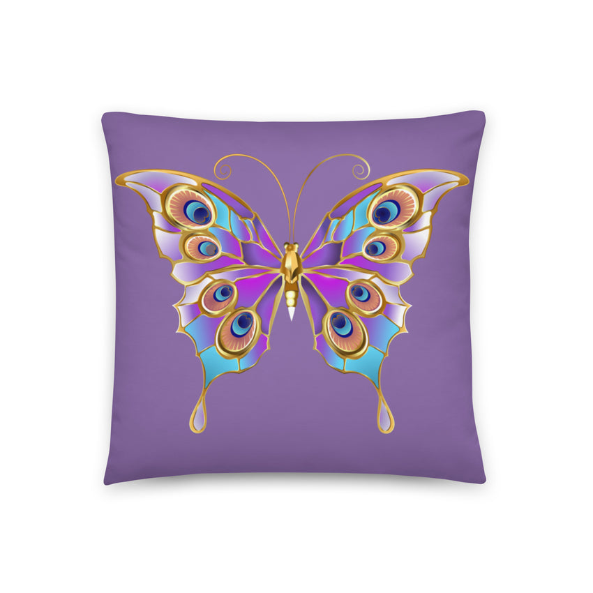 Gold butterfly peacock cushion cover