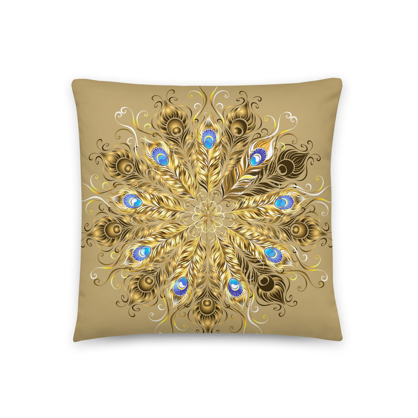 Peacock Feather Printed Pillow, a stunning addition to elevate any living space. 