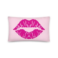 This eye-catching pillow features a bold design of luscious pink lips, bringing a touch of playfulness and elegance to any space. 