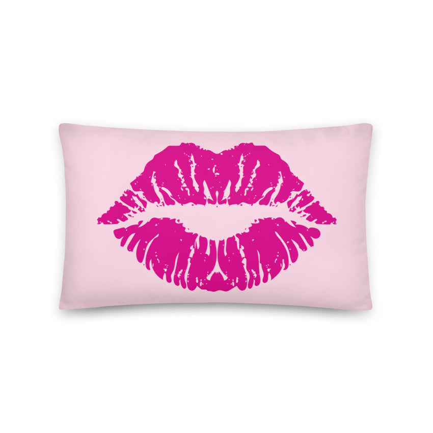 Pink Lips graphic print pillow, a stylish and vibrant addition to your home decor.