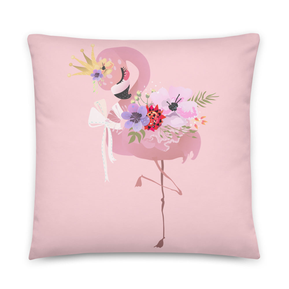 This charming cushion features a delightful flamingo design, meticulously printed with attention to detail. 