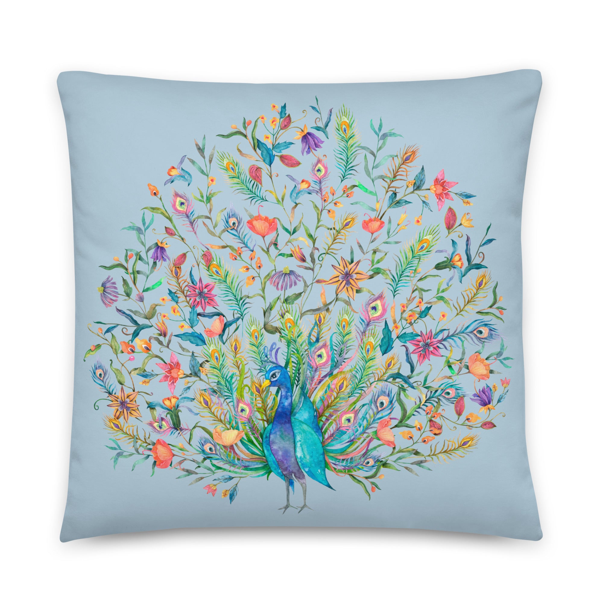 This beautiful cushion cover features an enchanting peacock design, meticulously crafted with vibrant colors and intricate detailing. 