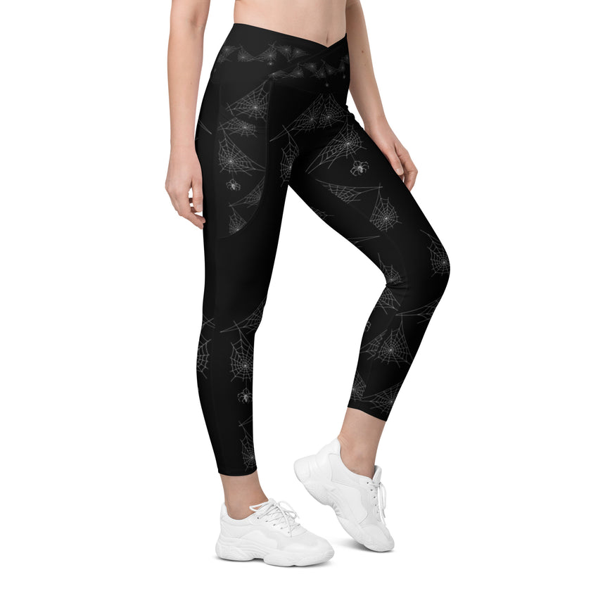 Crossover leggings with pockets, Halloween web design, lioness-love