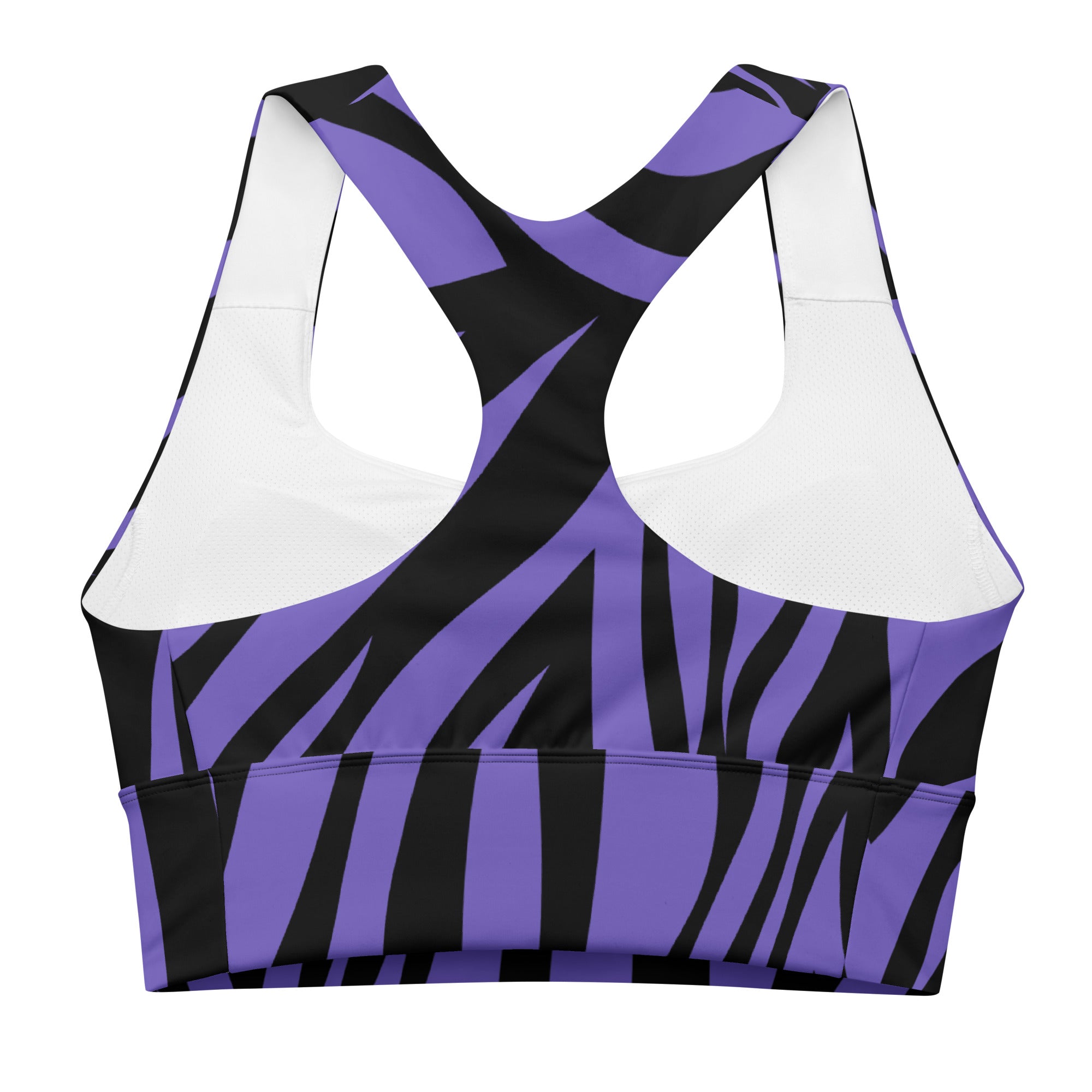 Featuring a vibrant purple hue accented with striking zebra patterns, this bra adds a touch of wild flair to your workout wardrobe.