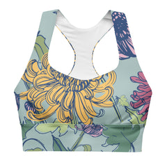 Introducing our Floral Print Longline Sports Bra, a perfect blend of style and functionality for your active lifestyle. 