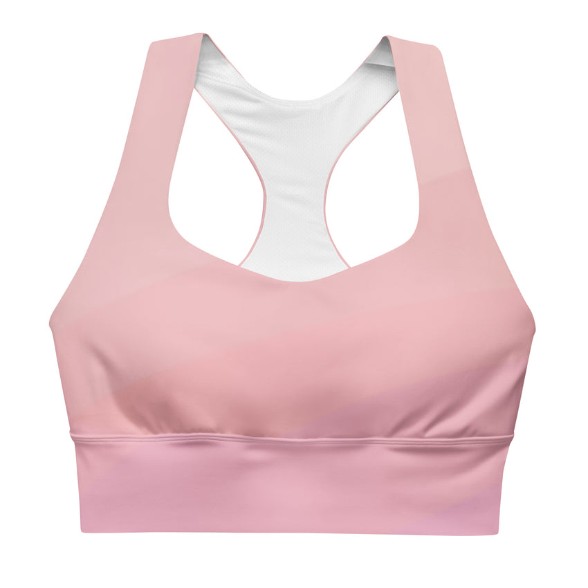 Introducing our Blush Pink Long Line Sports Bra, where fashion meets function seamlessly. 