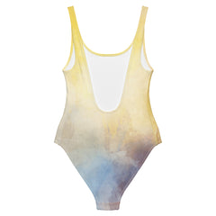 Yellow and blue multicolor design swimsuit for women