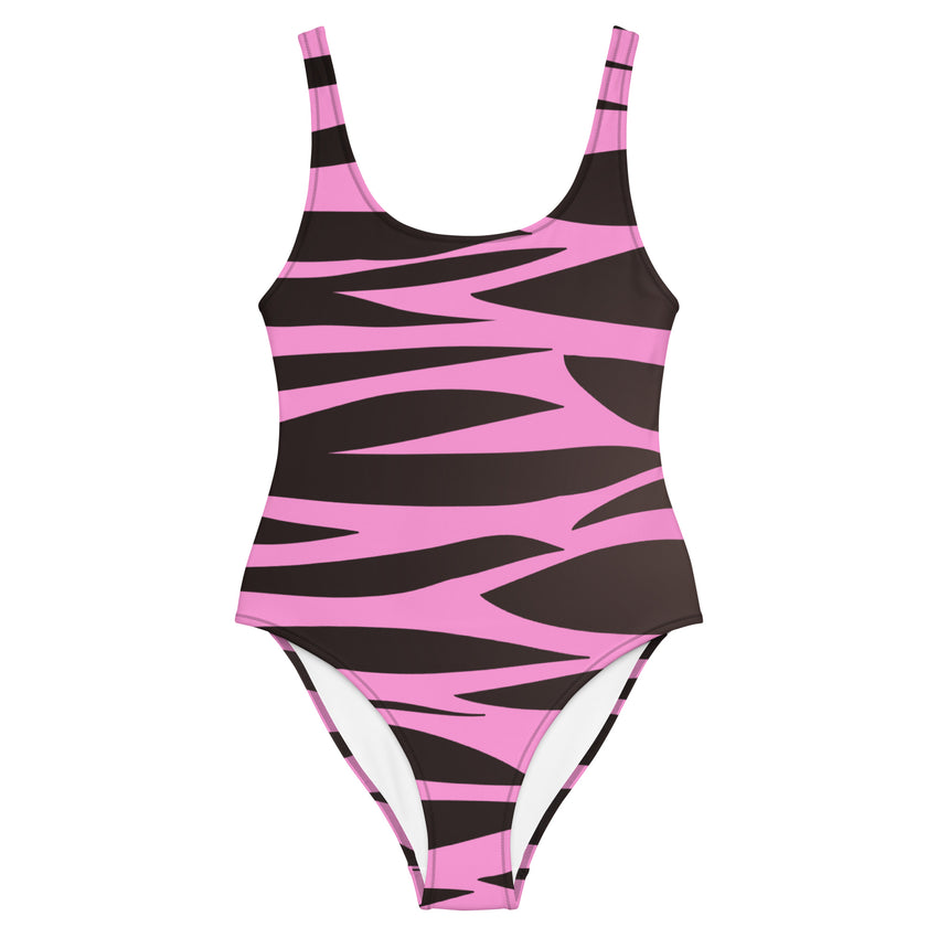 Zebra print one piece swimsuit for women