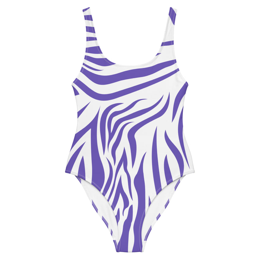 Blue & white zebra stripe swimsuit for women’s apparels