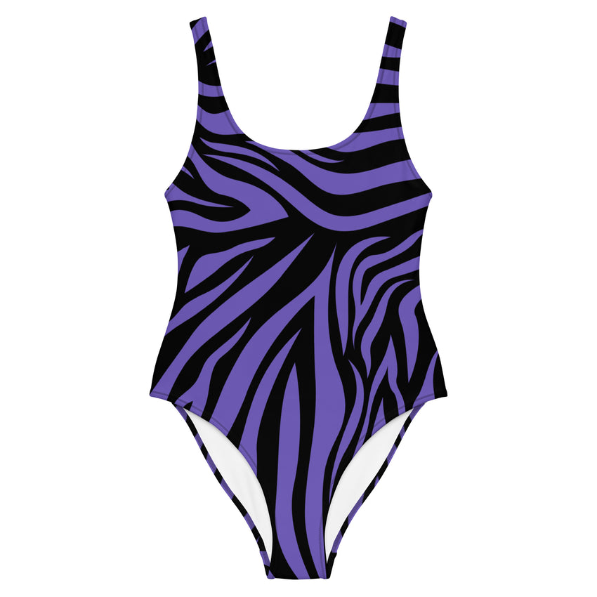 Black and blue zebra printed design swimsuit for women