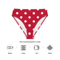 These eye-catching bottoms feature a playful polka dot pattern in a vibrant shade of red, instantly adding a touch of retro charm to your swimwear collection.