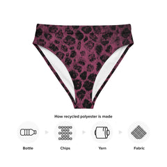 Made with high-quality materials, this eye-catching bikini bottom features a vibrant purple color adorned with a trendy leopard print pattern, offering a perfect blend of sophistication and playfulness. 