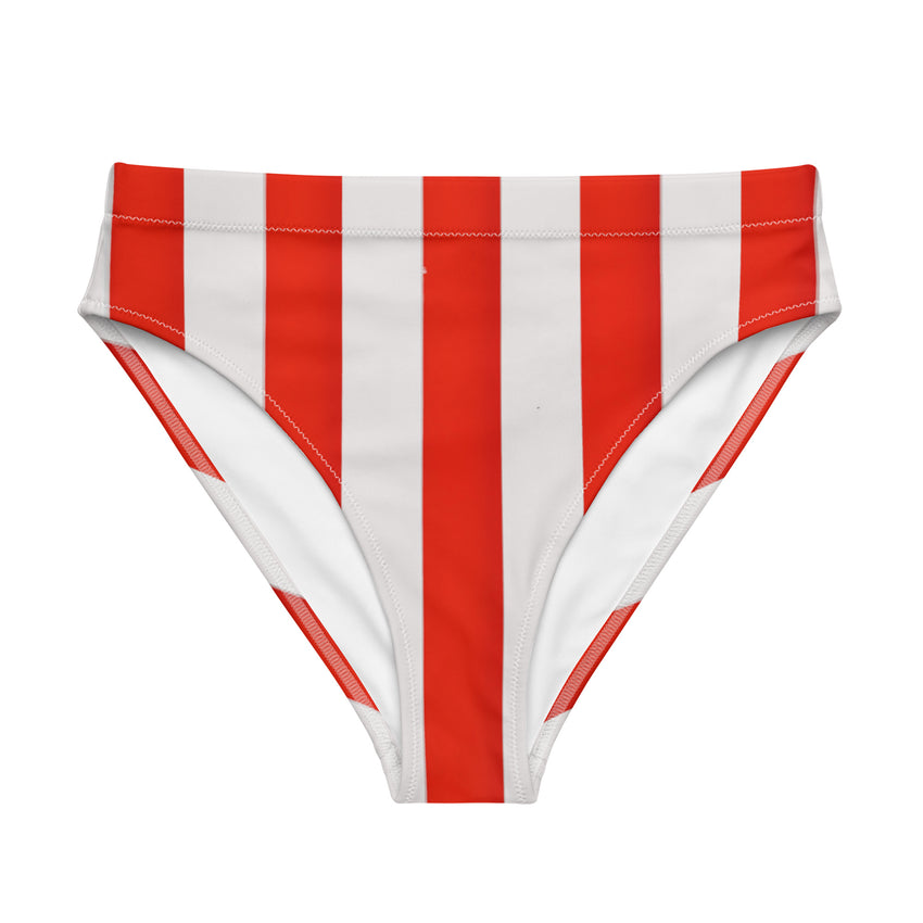 Get ready to make a stylish splash with our stunning red striped bikini bottoms for women. 