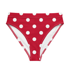 Red Polka Dot Bikini Bottoms Swimwear, designed to make a bold and vibrant statement by the pool or beach.