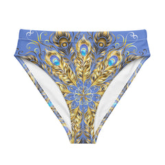 Peacock Feather Print Bikini Bottoms for women, a captivating blend of elegance and style. 