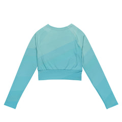 Tranquil teal long-sleeve crop top for women